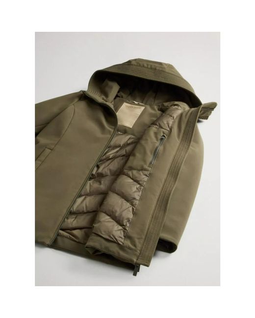 Woolrich Jassen ,Groen ,Leer Firth Parka in het Green
