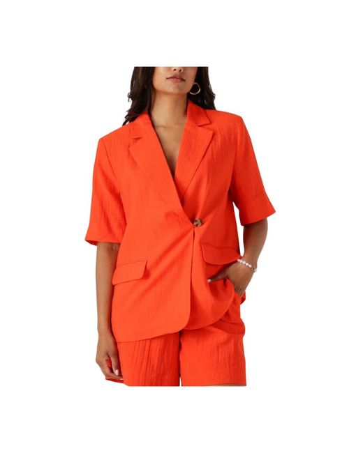 Y.A.S Jassen ,Oranje ,Linnen Oranje Lente Zomer Blazer in het Red