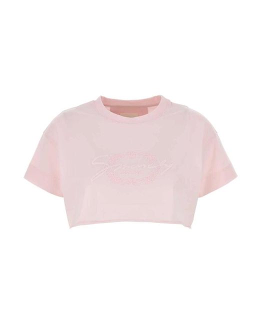 Givenchy Tops ,Roze ,Katoen Cropped T-Shirt in het Pink
