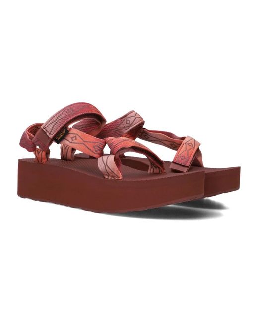Teva Red Rote Flatform-Sandalen Für Sonnige Tage