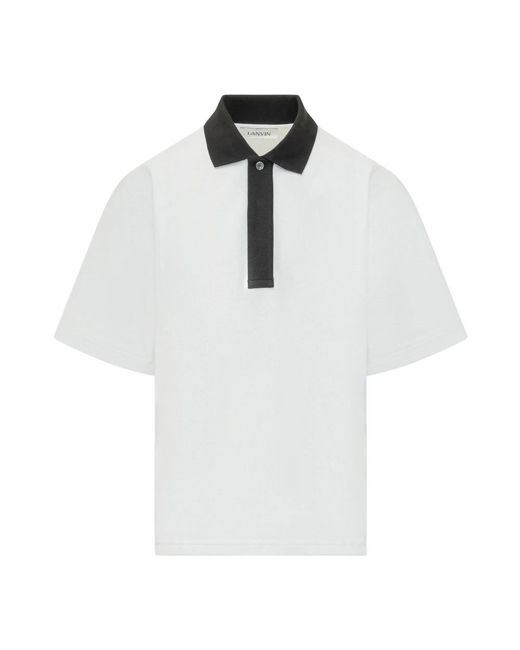 Lanvin Tops ,Wit ,Katoen Piqué Polo Shirt in het White voor heren