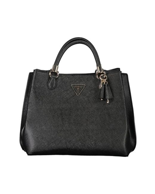 Guess Black Schwarze Polyethylen-Handtasche Mit Verstellbarem Schulterriemen Und Mehreren Fächern