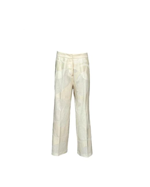 Beatrice B. Natural Weite Bein Blattmuster Palazzo Hose