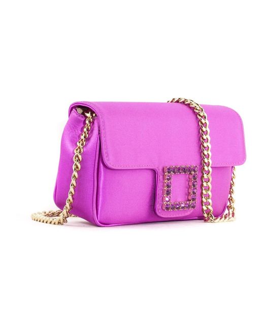 Roberto Festa Purple Fuchsia lunette schultertasche mit kristall