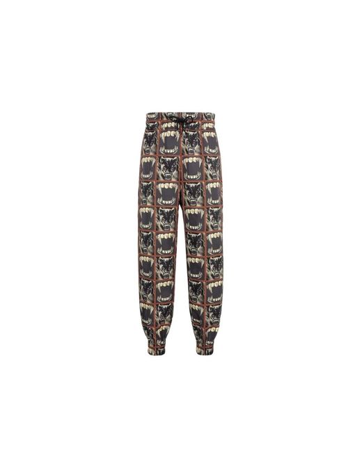 Roberto Cavalli Broeken ,Zwart ,Katoen Panterprint Joggingbroek Met Tijgertand Hardware in het Gray voor heren