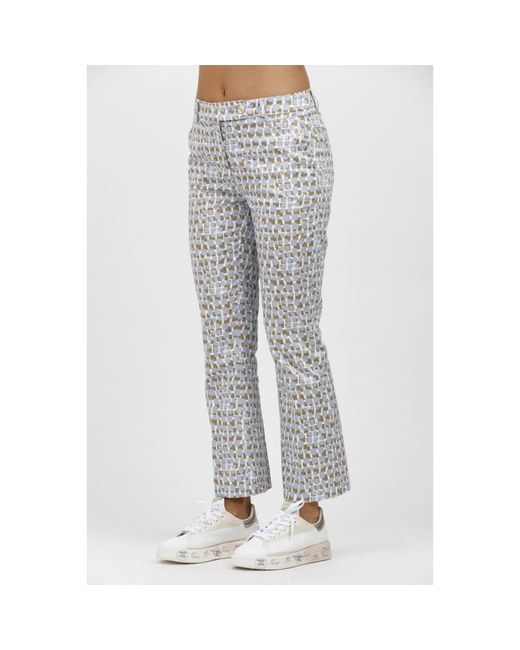 Via Masini 80 Gray Straight Trousers