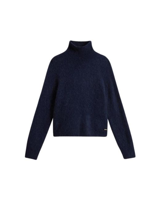 Woolrich Truien & Vesten ,Blauw ,Alpaca Turtleneck Sweatshirt in het Blue