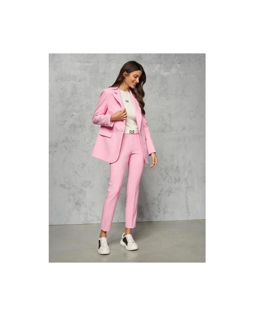 Rinascimento Pink Einfarbige jacke, technischer stoff, einzelner knopf, lange ärmel