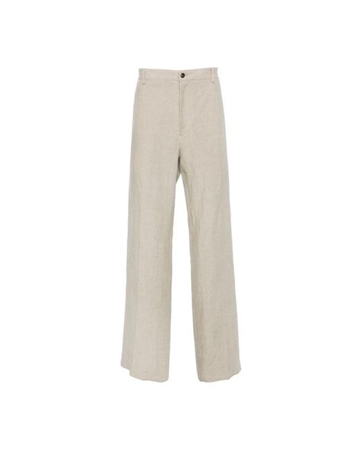 Pantaloni classici con pieghe di Ferragamo in Natural da Uomo