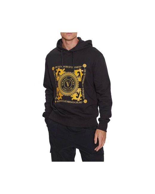 Versace Jeans Couture Schwarzer hoodie mit v-emblem chain in Black für Herren