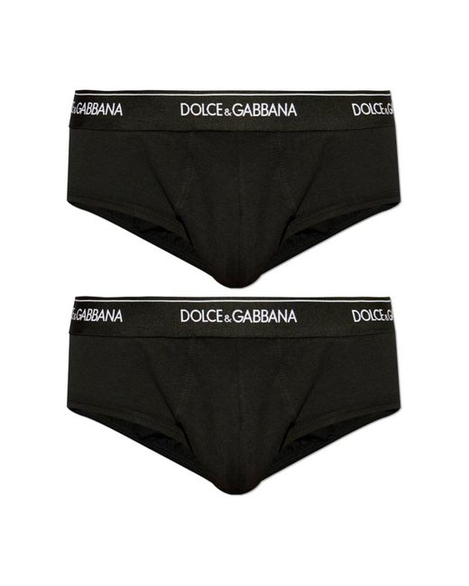 Dolce & Gabbana Ondergoed ,Zwart ,Twee-Pack Van Briefs in het Black voor heren