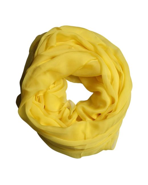 Dolce & Gabbana Yellow Silky Scarves for men
