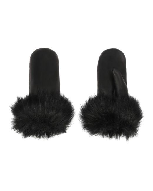 Kazar Accessoires ,Zwart ,Leer Elegante Leren Dameshandschoenen Afgewerkt Met Synthetische Bont in het Black