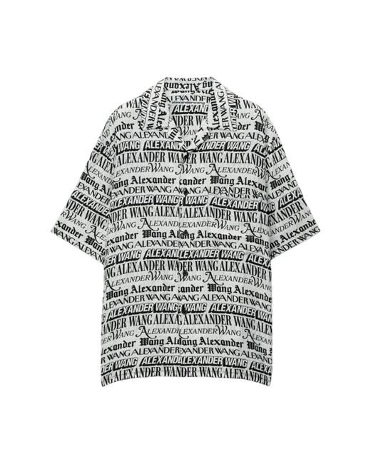 Camicia casual oversize con stampa giornale di Alexander Wang in Gray