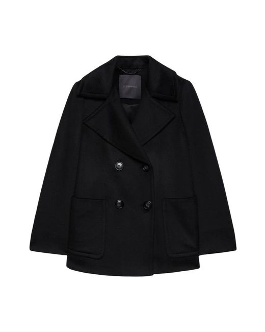 Elena Miro Black Double-Breasted Coats