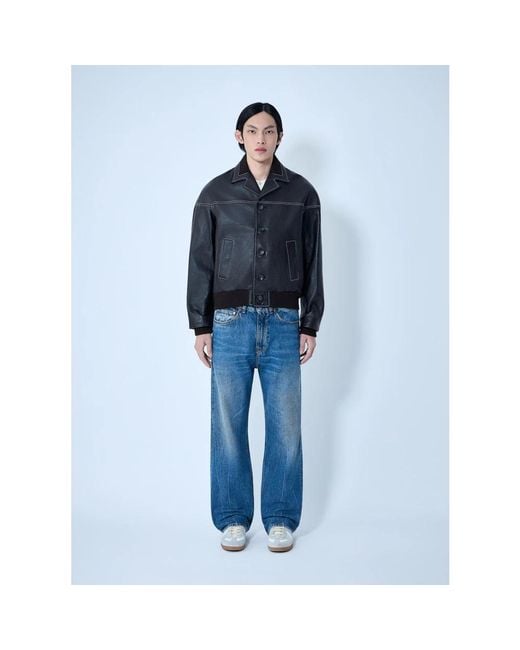 Wales Bonner Blue Leather Jackets for men