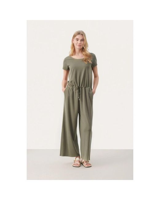 Part Two Jumpsuits & Playsuits ,Groen ,Vetiver Jumpsuit Met Korte Mouwen in het Green