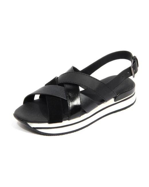 Hogan Black Flat Sandals