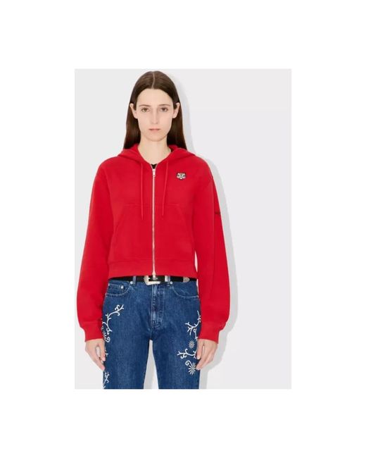 KENZO Hoodies & Sweatvesten ,Rood ,Katoen Lucky Tiger Zip Hoodie in het Red