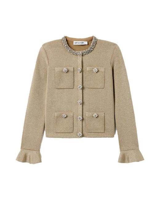 Self-Portrait Truien & Vesten ,Geel ,Katoen Rs 26-206C-Gd Cardigan in het Natural
