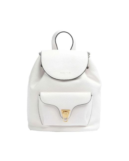 Coccinelle White Leder rucksack mit zugverschluss