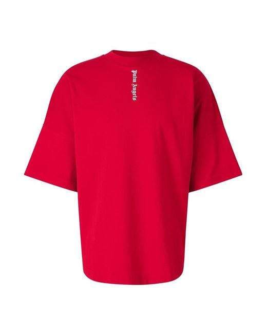 Vertical Logo T-Shirt di Palm Angels in Red da Uomo