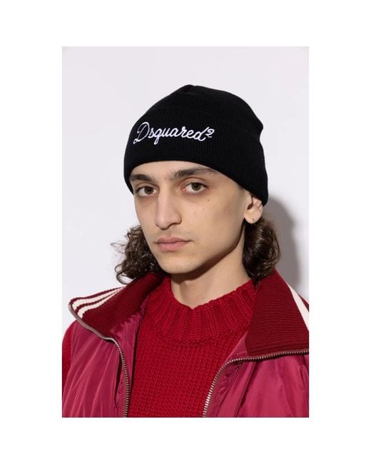 DSquared² Black Beanies for men
