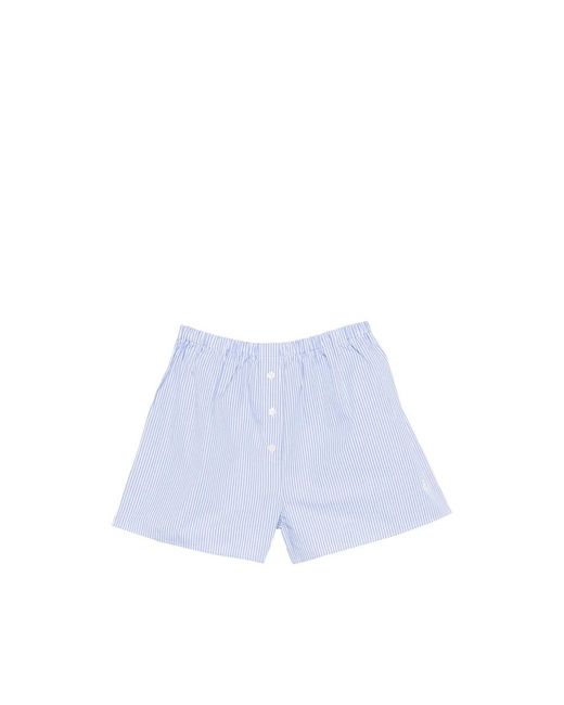 Sporty & Rich Blue Striped Cotton Shorts
