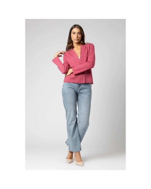 Kocca Truien & Vesten ,Rood ,Leer Chique Cardigan Met Enkele Knoopsluiting in het Red