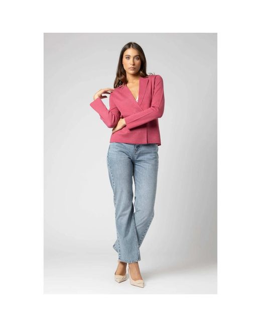 Kocca Truien & Vesten ,Rood ,Leer Chique Cardigan Met Enkele Knoopsluiting in het Red