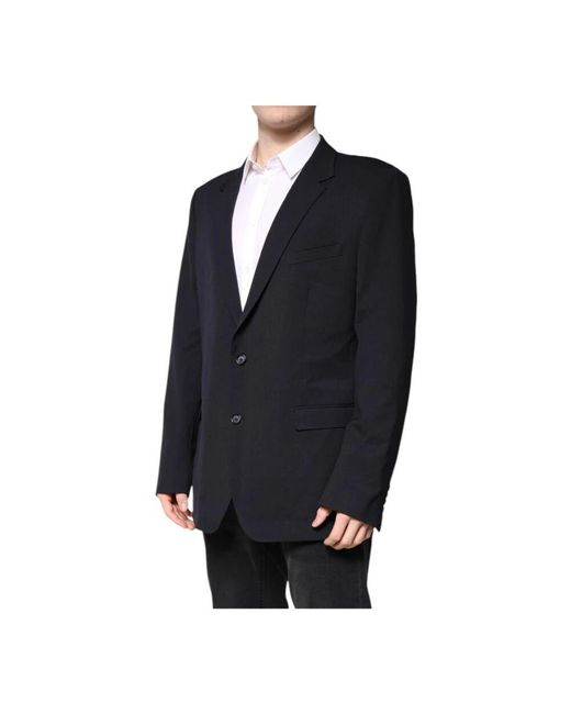 Dolce & Gabbana Dunkelblauer Wollblazer Mit Zwei Knöpfen in Blue für Herren