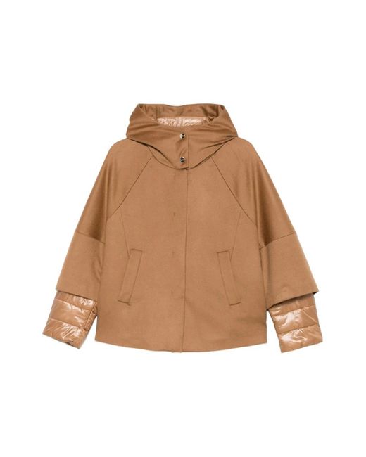 Herno Jassen ,Bruin ,Katoen Lichtbruine Hooded Panel Jacket in het Brown