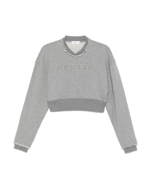 McQueen Hoodies & Sweatvesten ,Grijs ,Grijze Trui Collectie in het Gray
