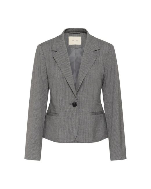 Kaffe Jassen ,Grijs ,Polyester Gestreepte Grijze Blazer Met V-Hals in het Gray