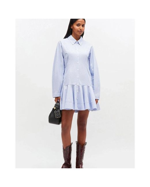 Ganni Blue Shirt Dresses