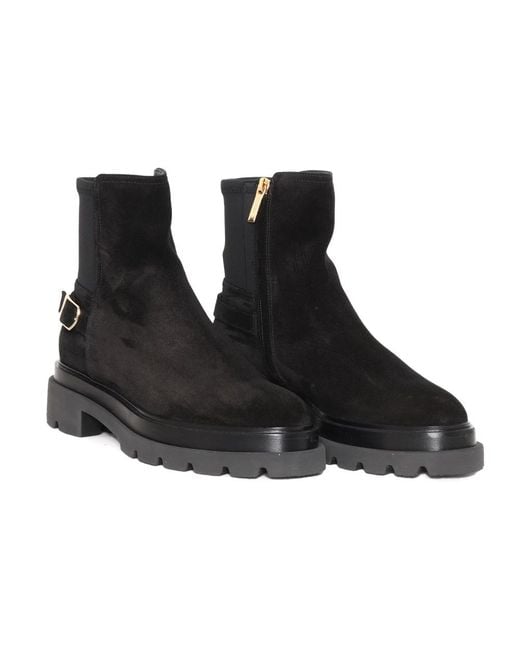 Santoni Black Ankle Boots