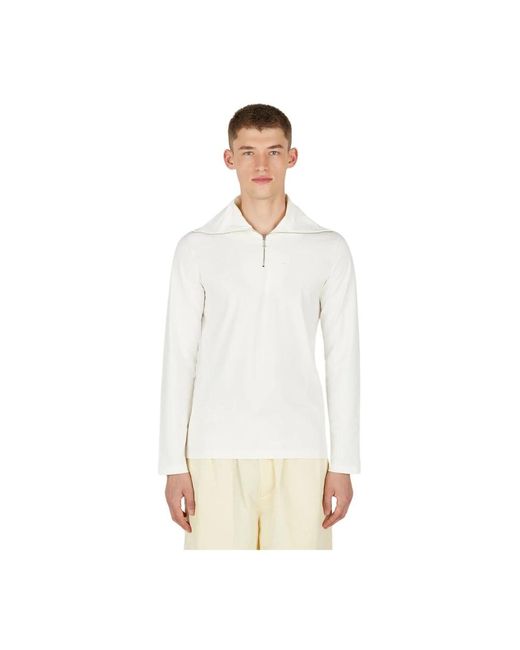 Zip front top in misto cotone di Jil Sander in White da Uomo