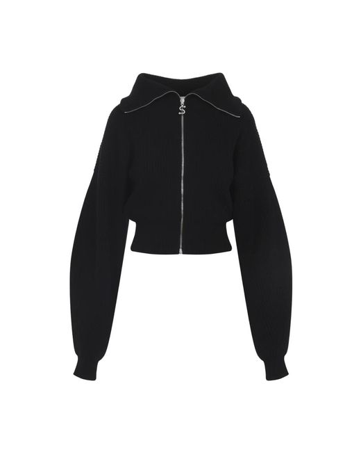 Sportmax Truien & Vesten ,Zwart ,Wol Zwarte Sweater Elegant Laagjes Aw 25 in het Black