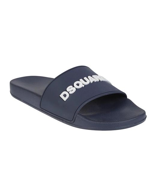 DSquared² Schoenen ,Blauw ,Logo Slides in het Blue voor heren