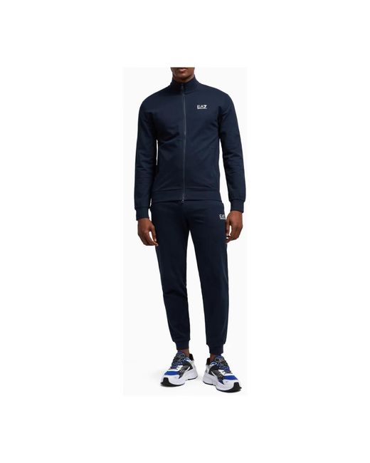 EA7 Fitness ,Blauw ,Katoen Blauw Sportief Katoenen Trainingspak in het Blue voor heren