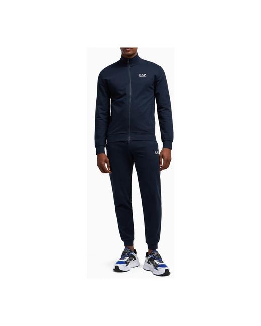 EA7 Fitness ,Blauw ,Katoen Blauw Sportief Katoenen Trainingspak in het Blue voor heren