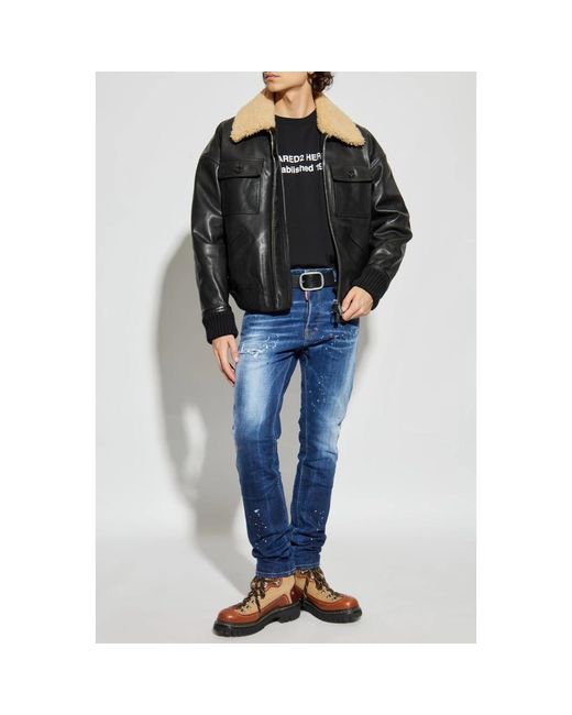 DSquared² Tops ,Zwart ,Katoen T-Shirt Met Print in het Black voor heren