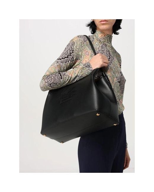 Etro Black Schwarze Ledertasche