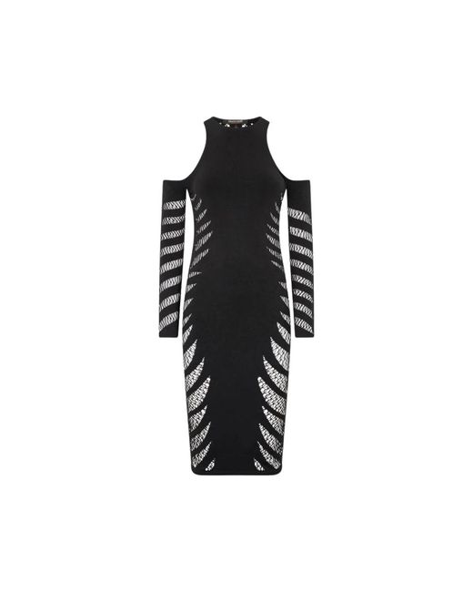 Roberto Cavalli Kleedjes ,Zwart ,Zebra Patroon Midi Jurk in het Black