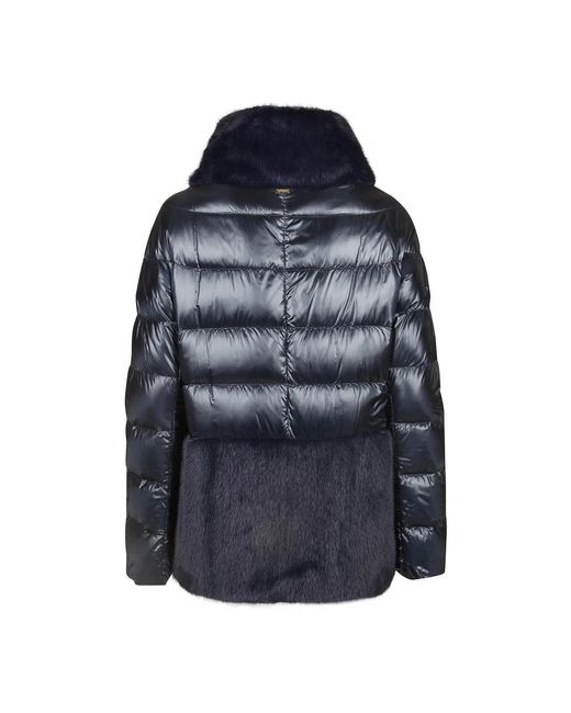 Herno Jassen ,Blauw ,Nylon Nylon Ultralight Faux Fur Jas in het Blue