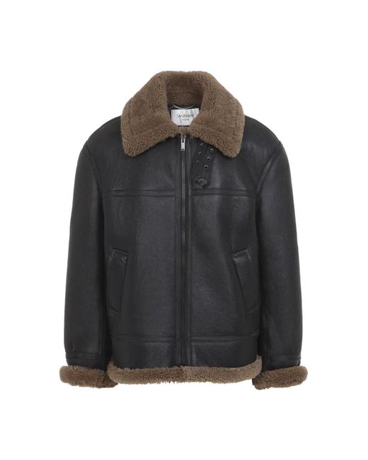 Saint Laurent Black Faux Fur & Shearling Jackets for men