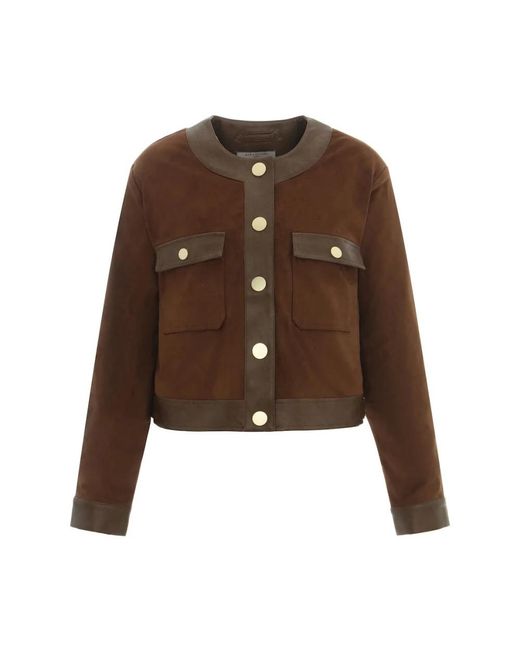 Urbancode Collarless Suede Jacket in het Brown