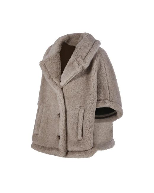 Max Mara Gray Faux Fur & Shearling Jackets
