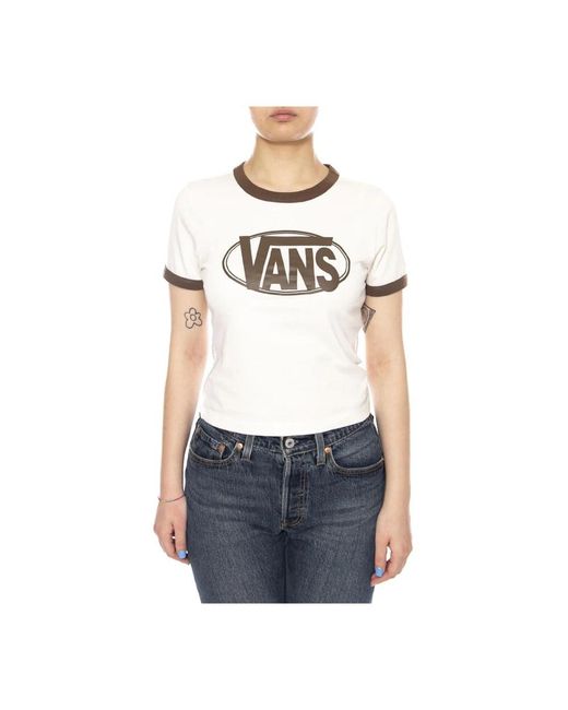 Vans Center Chest Ringer Tee in het White