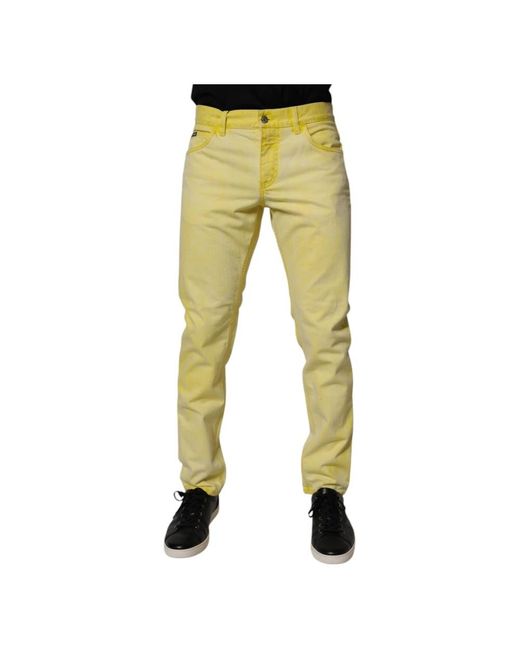 Dolce & Gabbana Yellow Slim-Fit Jeans for men